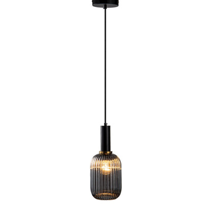 1-Light Antique Gold And Black Single Pendant With A Smoke Glass Shade