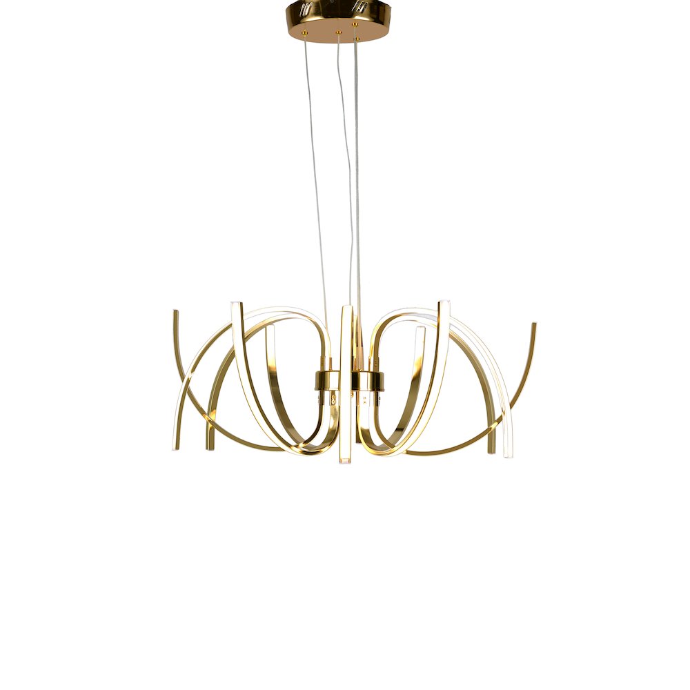 12-Light Gold Aluminum LED Chandelier With Diffusers