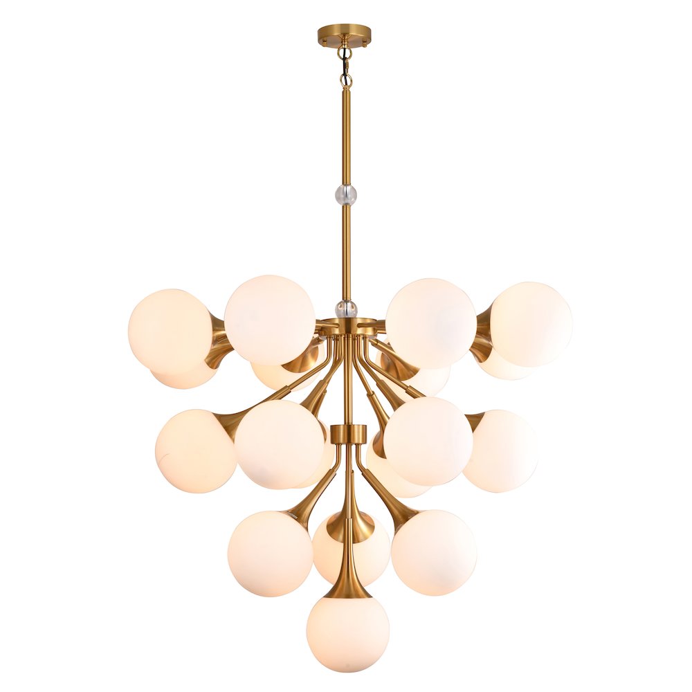 18-Light Copper Chandelier With White Glass Shades