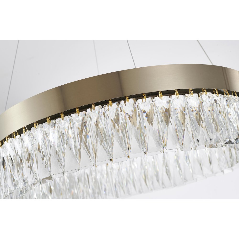 1-Light Gold Hairline LED Chandelier With Clear Crystals