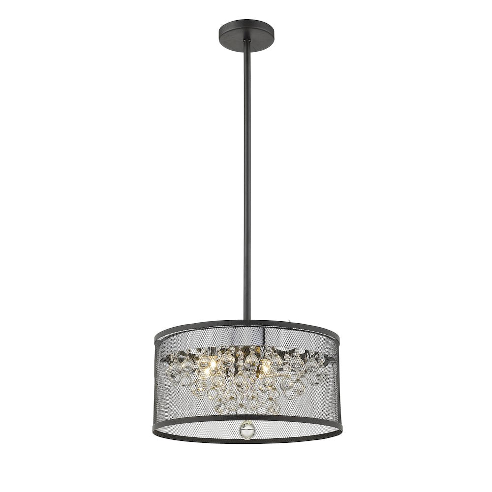 6-Light Black Chandelier With Clear Crystal Accents