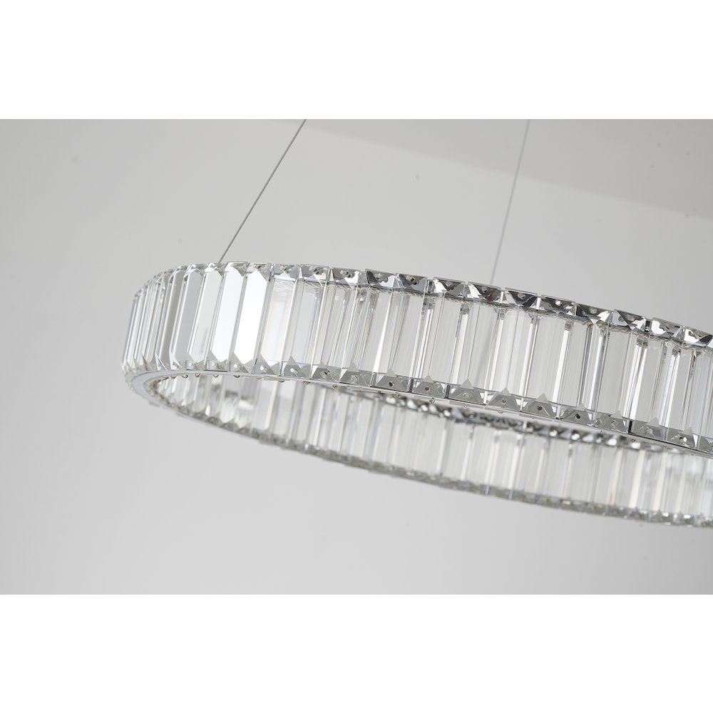 1-Light Chrome LED Chandelier With Clear Crystals