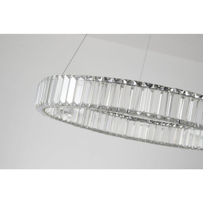 1-Light Chrome LED Chandelier With Clear Crystals