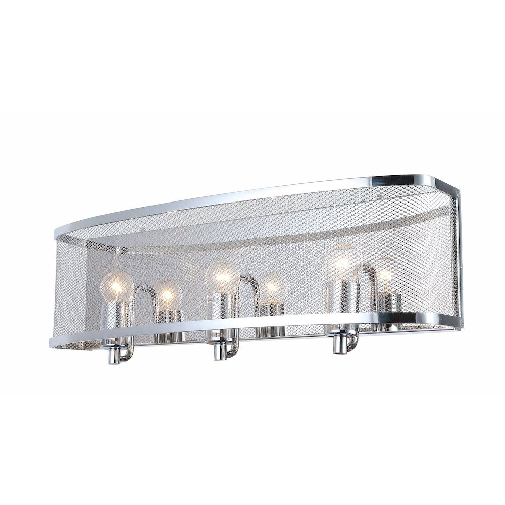 3-Light Chrome Wall Sconce With A Metal Mesh Shade
