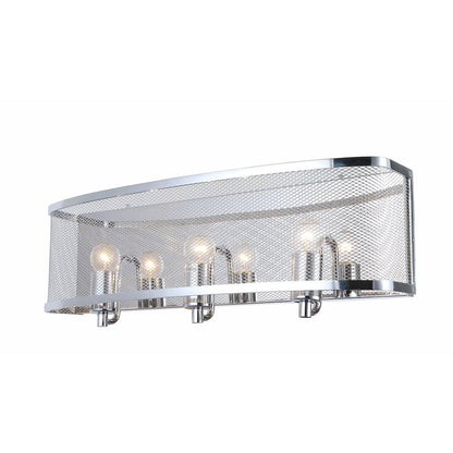 3-Light Chrome Wall Sconce With A Metal Mesh Shade
