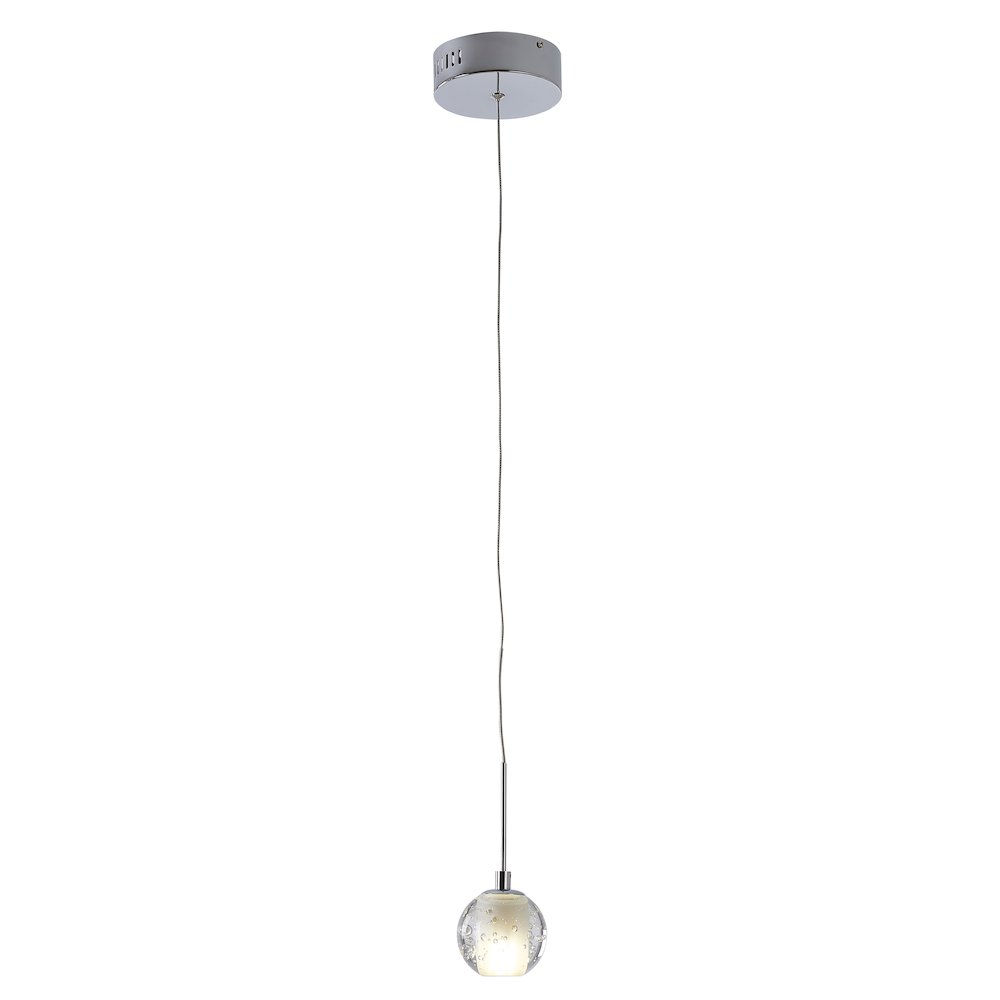 1-Light Chrome Single Pendant With A Clear Bubble Shade