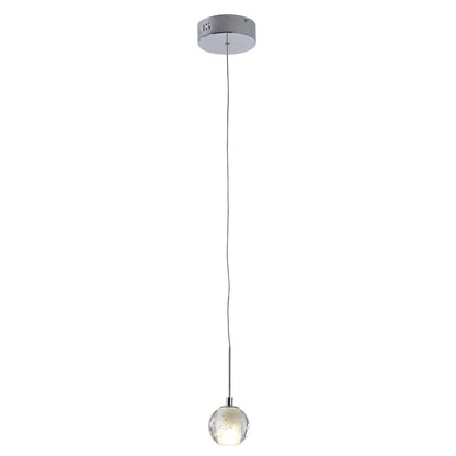 1-Light Chrome Single Pendant With A Clear Bubble Shade