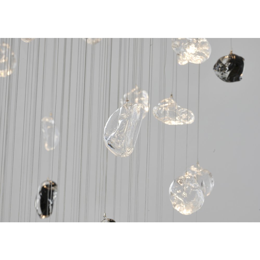 9-Light Chrome Chandelier With Clear And Amber Glass Stones