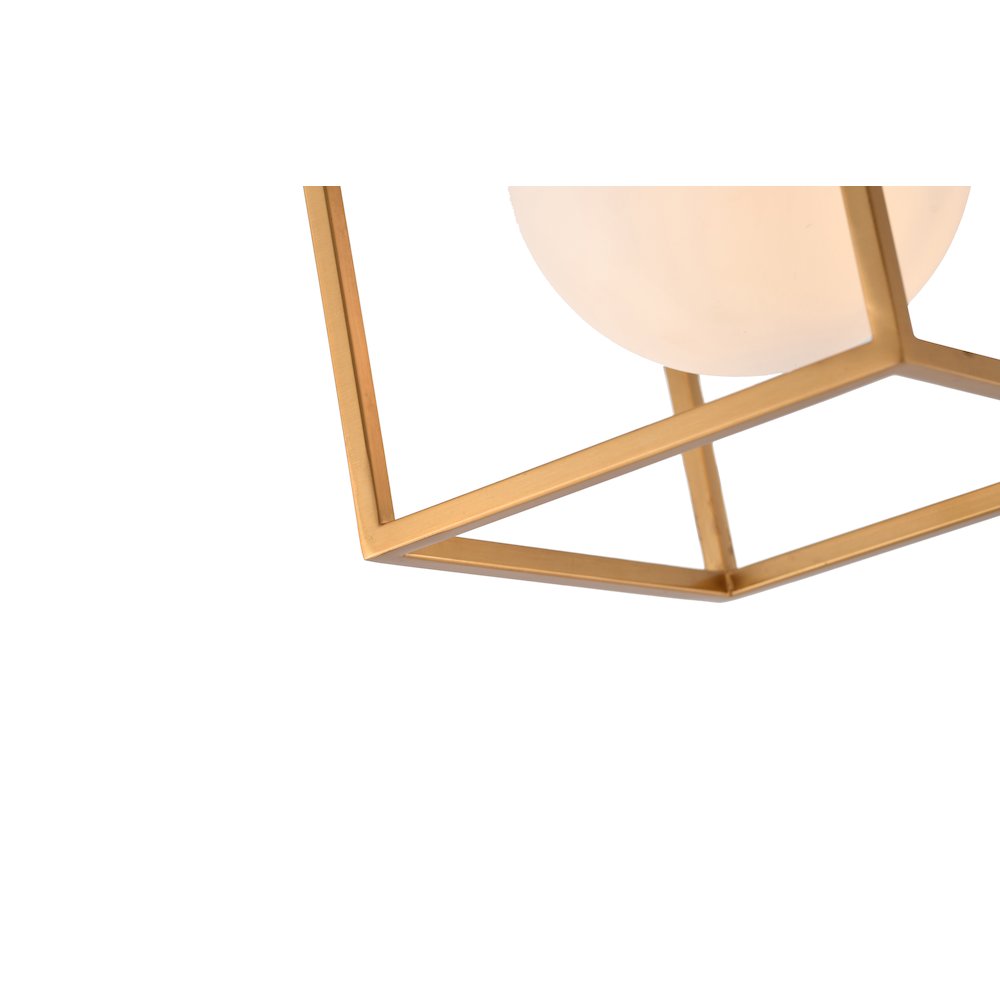 1-Light Brass Flush Mount With A White Glass Shade