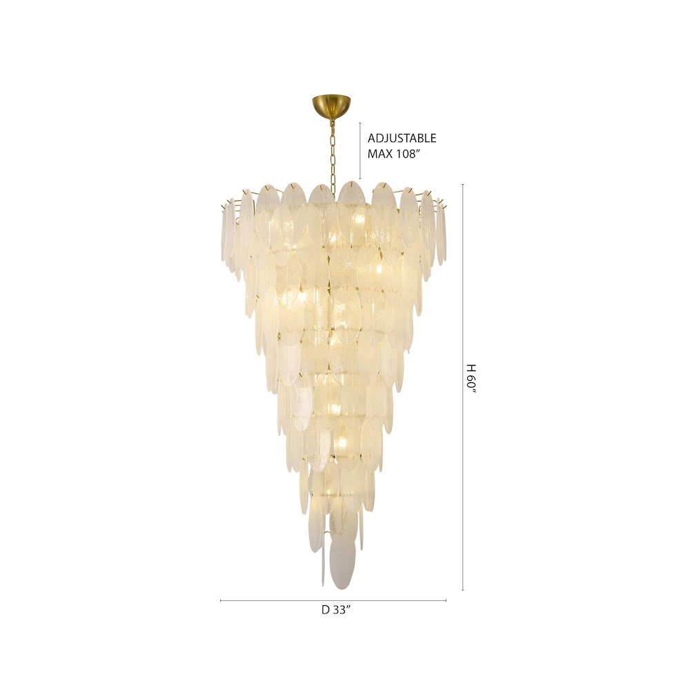 12-Light Brass Chandelier With Frosted Glass