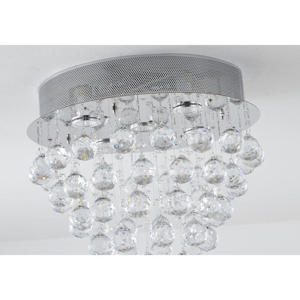 6-Light Chrome Flush Mount With Clear Crystals