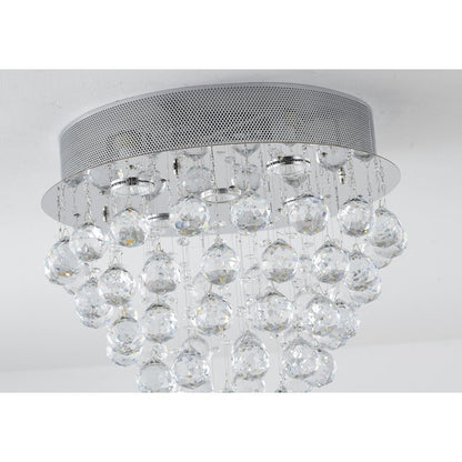 6-Light Chrome Flush Mount With Clear Crystals