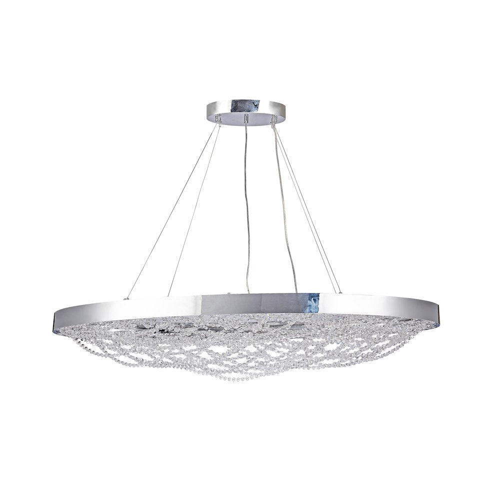 24-Light Chrome Dimmable LED Chandelier With Clear Crystal Beading