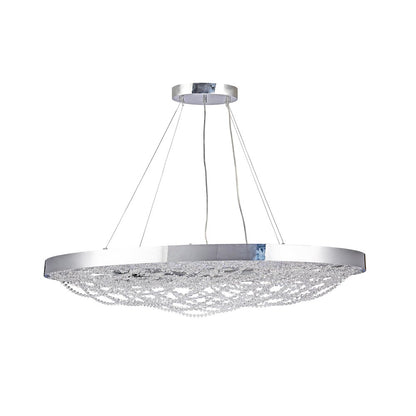 24-Light Chrome Dimmable LED Chandelier With Clear Crystal Beading