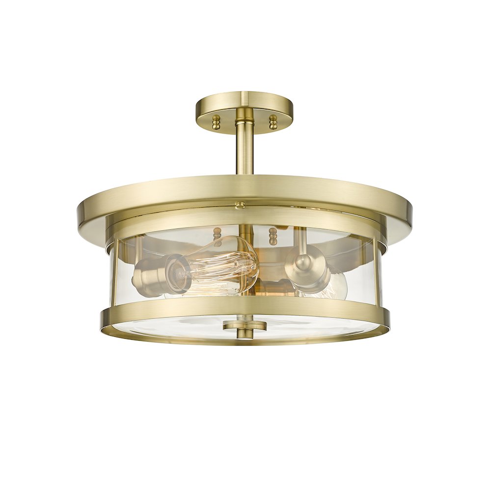 3-Light Gold Flush Mount With A Clear Glass Shade