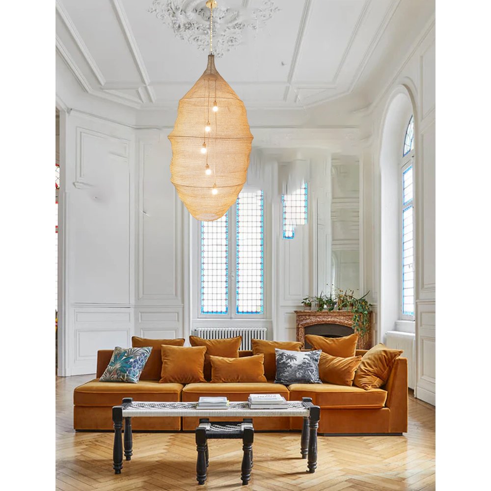 1-Light Gold Chandelier With A Chain Basket Shade