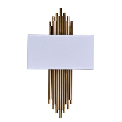2-Light Gold Rod Wall Sconce With A White Shade