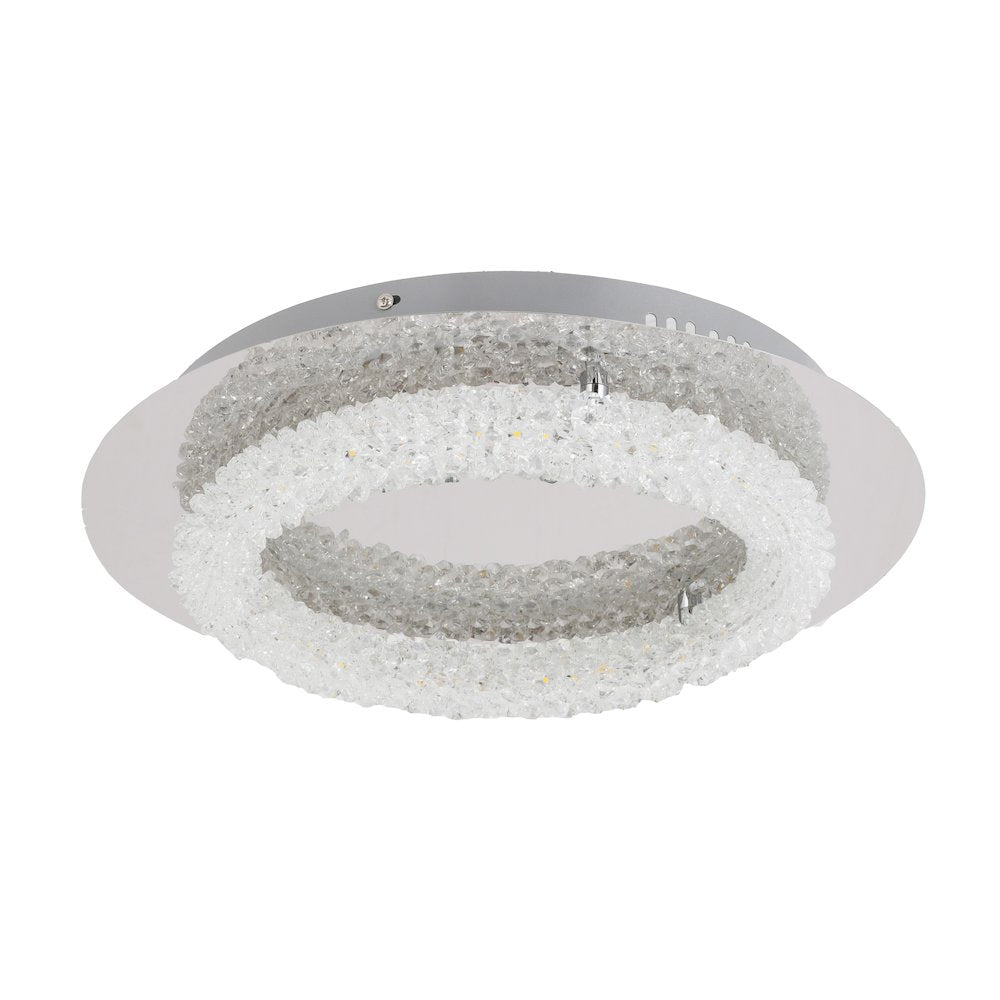 1-Light Chrome LED Flush Mount With Clear Crystal Accents