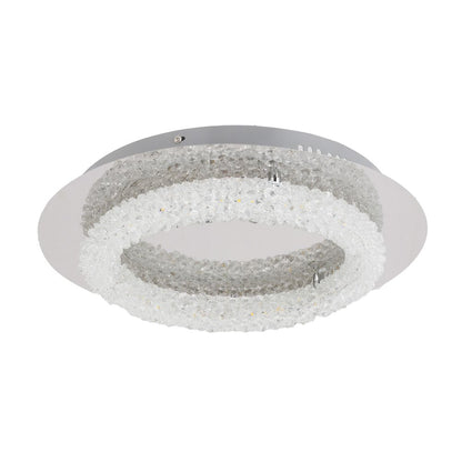 1-Light Chrome LED Flush Mount With Clear Crystal Accents