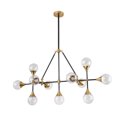 11-Light Black And Gold Chandelier With Clear Glass shades
