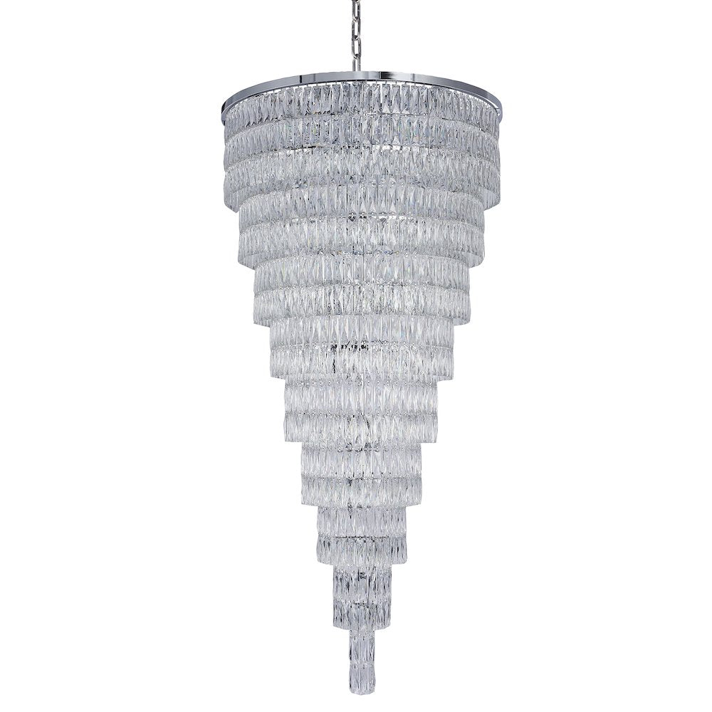 42-Light Chrome Chandelier With Clear Crystals