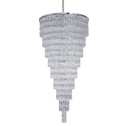 42-Light Chrome Chandelier With Clear Crystals