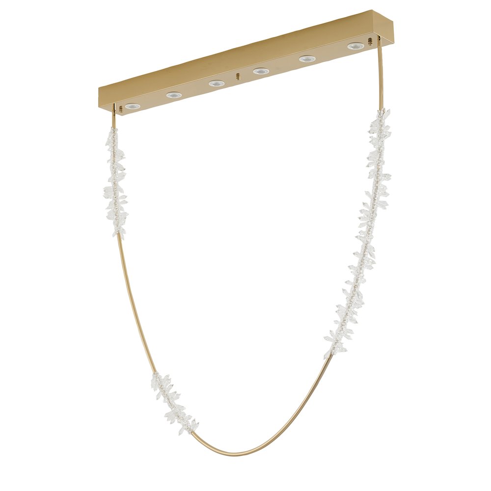 9-Light Gold LED Chandelier With Clear Crystal Details