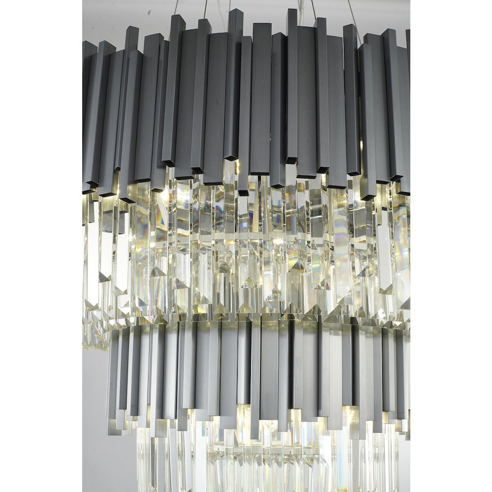 12-Light Satin Nickel Chandelier With Clear Crystals