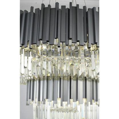 12-Light Satin Nickel Chandelier With Clear Crystals