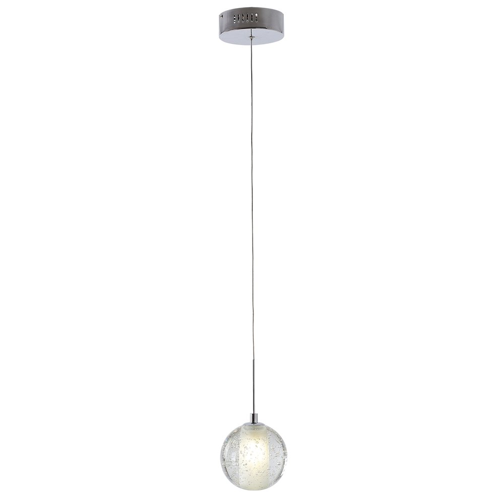 1-Light Chrome Single Pendant With A Clear Bubble Shade