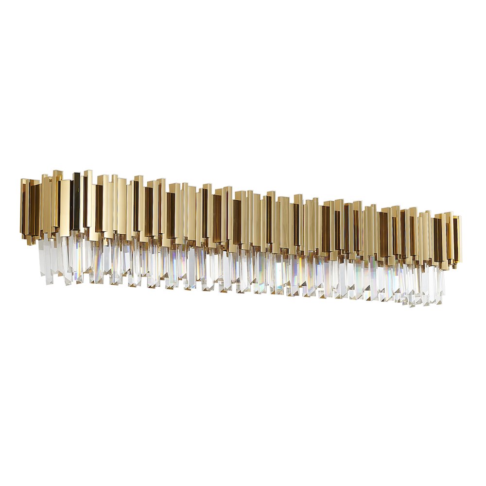 8-Light Gold Stainless Steel Wall Sconce With Crystals