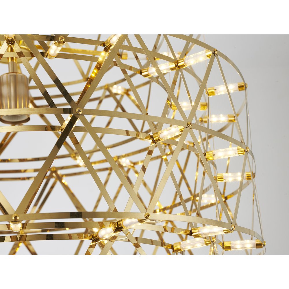 85-Light Dimmable Gold Stainless Steel LED Chandelier in a 5-Tier Design