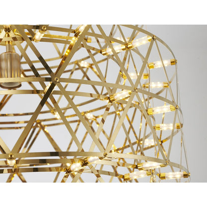 85-Light Dimmable Gold Stainless Steel LED Chandelier in a 5-Tier Design