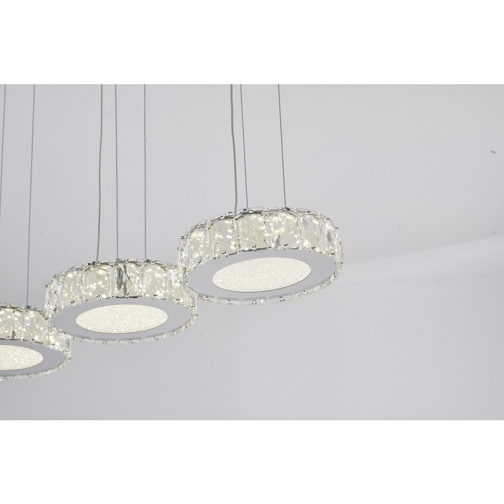 7-Light Chrome LED Chandelier With Clear Crystals
