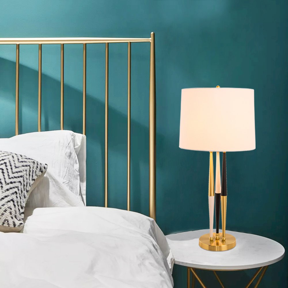 1-Light Multi-color Table Lamp With A Drum Shade