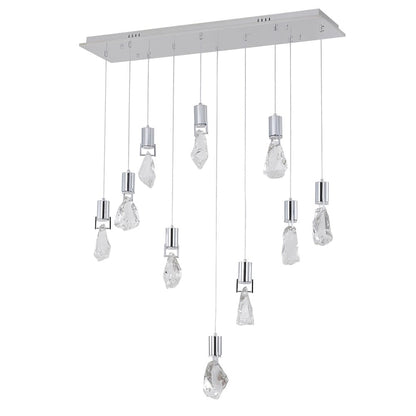 10-Light Chrome Chandelier With Clear Crystal Stones
