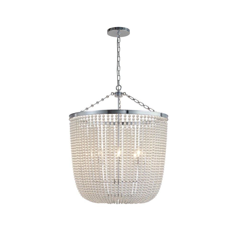 8-Light Chrome Chandelier With Clear Beaded hanging Glass