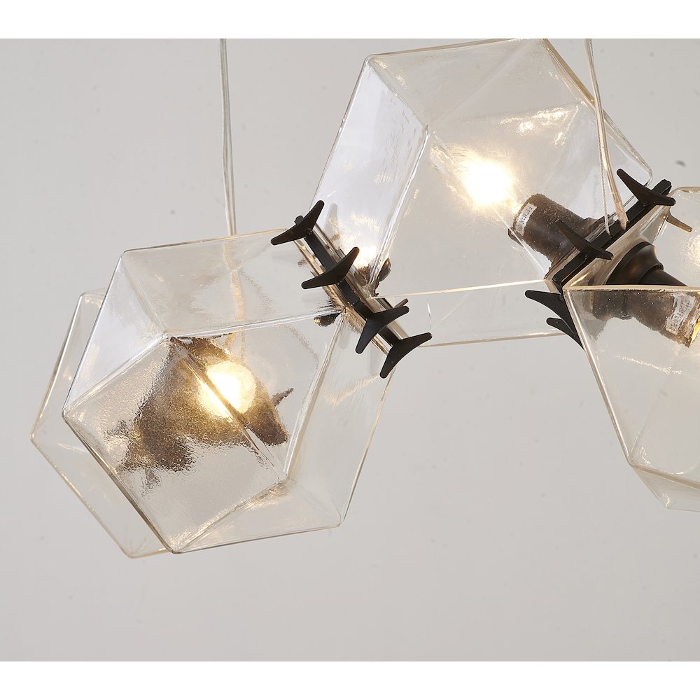 8-Light Black Block Chandelier With Clear Glass Cubes
