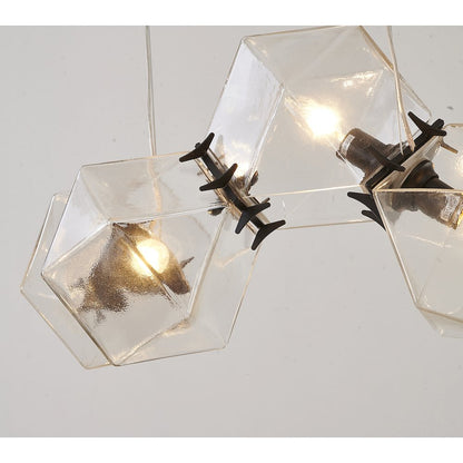 8-Light Black Block Chandelier With Clear Glass Cubes