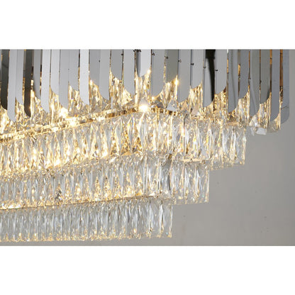 14-Light Chrome Stainless Steel Chandelier With Clear Crystal Accents