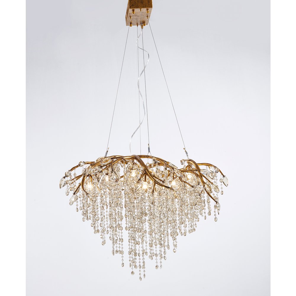 10-Light Gold Chandelier With Champagne Crystal Accents