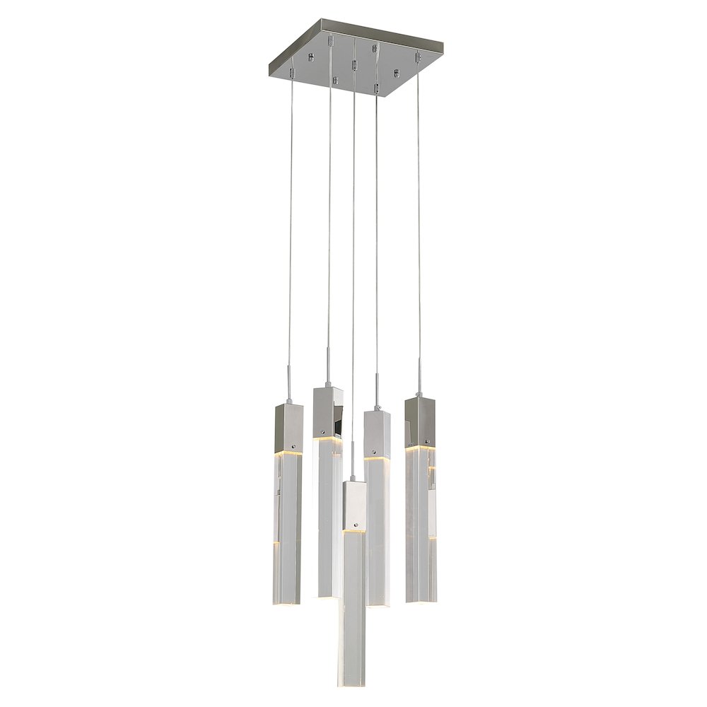 5-Light Chrome Chandelier With A Clear Crystal