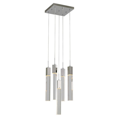 5-Light Chrome Chandelier With A Clear Crystal