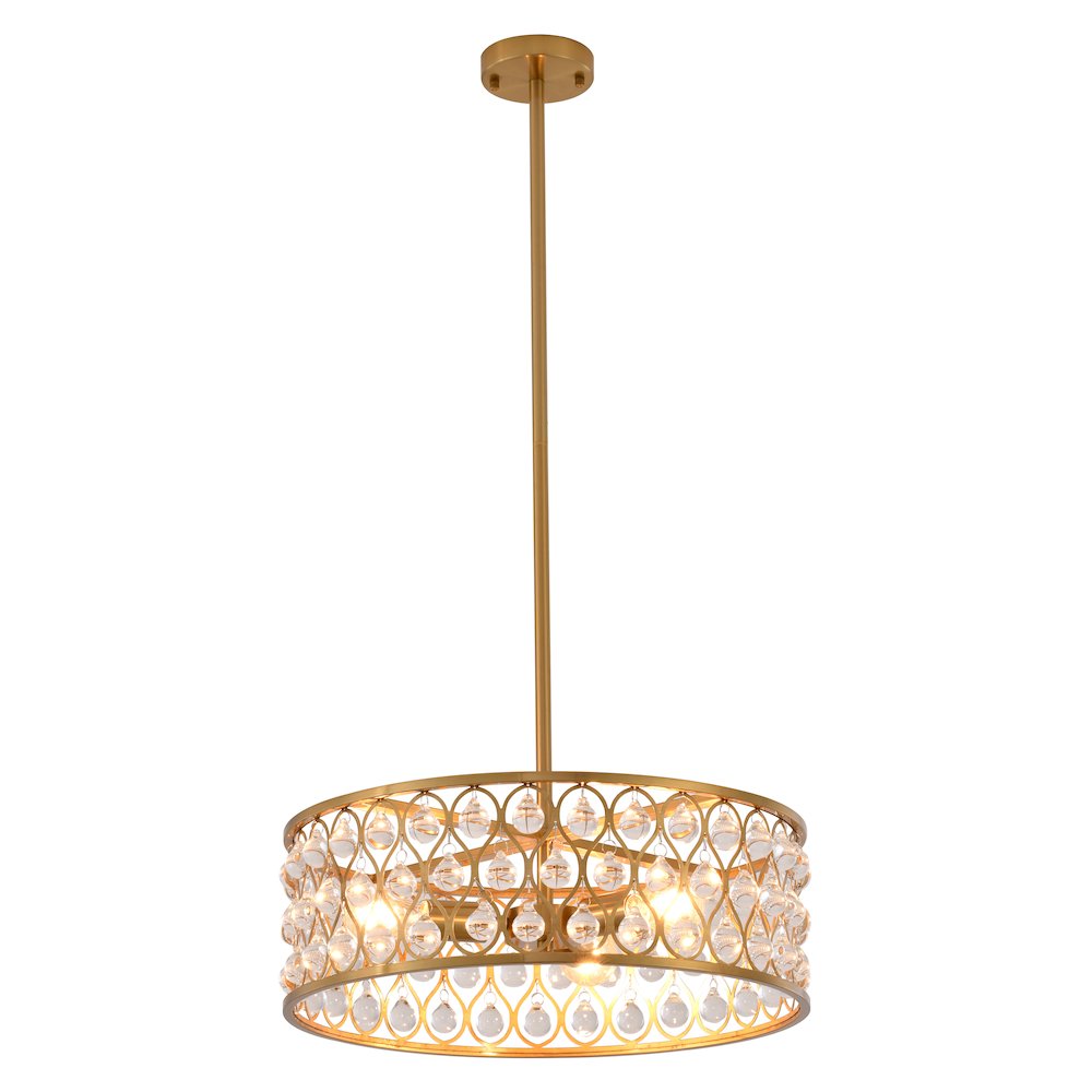 3-Light Gold Chandelier With Clear Crystal Accents