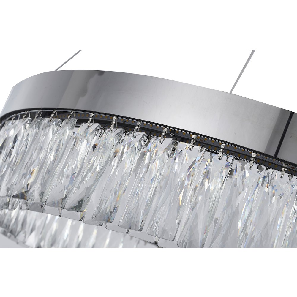 1-Light Chrome LED Chandelier With Clear Crystal Accents