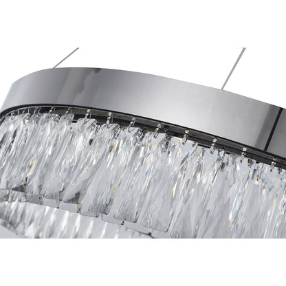 1-Light Chrome LED Chandelier With Clear Crystal Accents