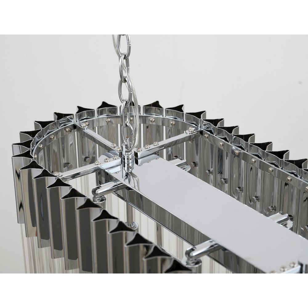12-Light Chrome Chandelier With Clear Crystals