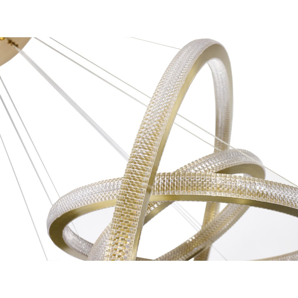 3-Light Sand Gold LED Chandelier With Clear Acrylic Diffusers