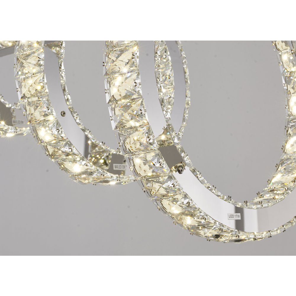 8-Light Chrome LED Chandelier With Clear Crystals