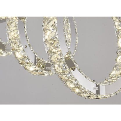 8-Light Chrome LED Chandelier With Clear Crystals